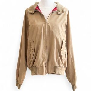 Tan Jacket with Plaid Lining